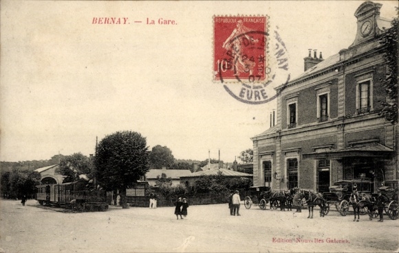 Postcard Bernay Eure, Gare