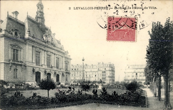 Ak Levallois Perret Hauts de Seine, Hotel de Villem Jardins