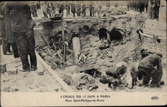 Postcard Paris, The storm of June 15, Place Saint-Philippe-du-Roule