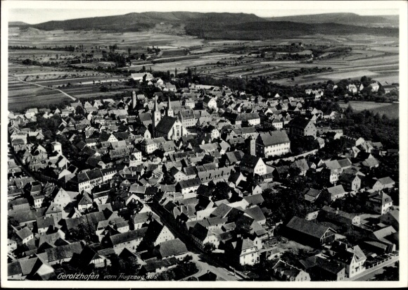 Postcard Gerolzhofen in Lower Franconia, aerial photograph