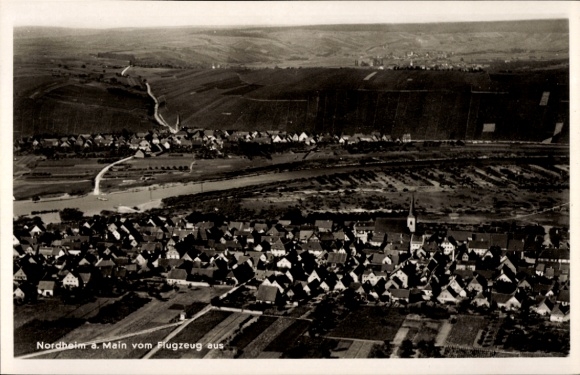 Postcard Nordheim am Main Lower Franconia, aerial photograph