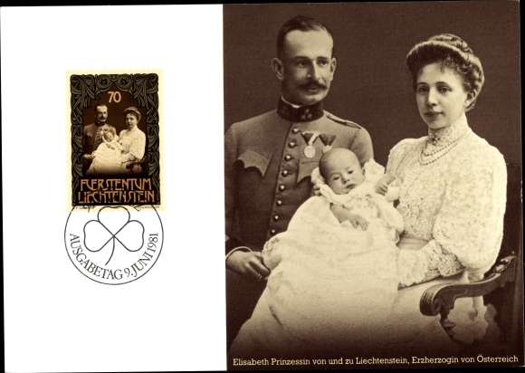 Maximum Postcard Elisabeth Princess of Liechtenstein, Archduchess of Austria, portrait, 1981