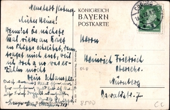 Artist PC Kley, Heinrich, Nuremberg in Middle Franconia, Rathausgasse