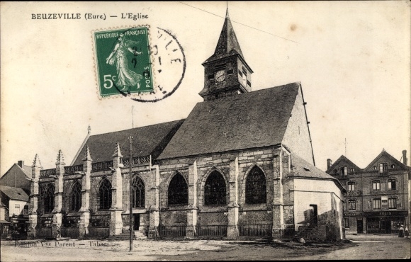 Postcard Beuzeville Eure, Norman House, The Church