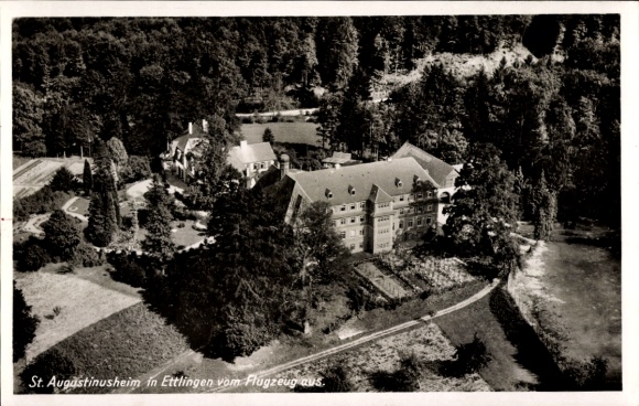 Postcard Ettlingen in Baden, Sankt Augustinusheim, aerial photograph