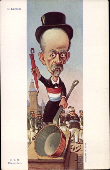 Kunstenaar Ak Sirat, Franse politicus Lepine, karikatuur, Dreyfus-affaire