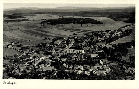 Postcard Denklingen in Swabia Upper Bavaria, aerial photograph