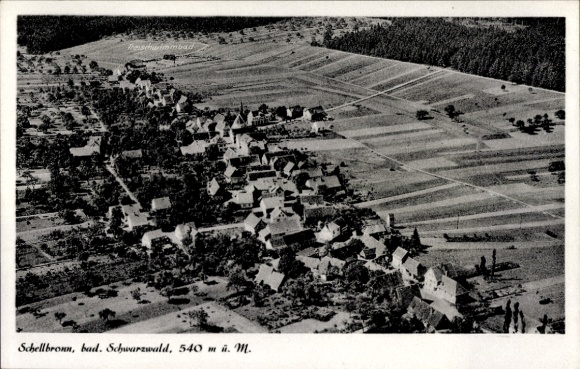 Postcard Schellbronn Neuhausen in the Enzkreis Black Forest, aerial photograph
