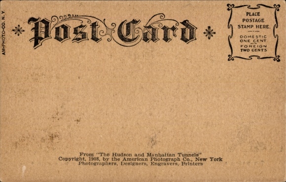 Postcard New York City USA, Hoboken Curve, Hudson and Manhattan Railway Tunnel, McAdoo system