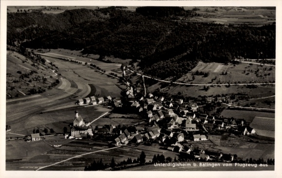 Postcard Unterdigisheim Meßstetten in the Zollernalb district, aerial photograph