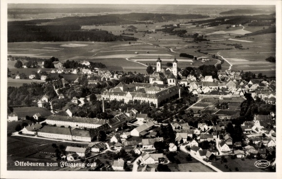 Postcard Ottobeuren in Upper Swabia Allgäu, aerial photograph