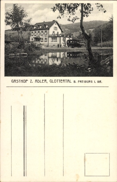 Ak Glottertal im Schwarzwald, Gasthof Z. Adler, schöne Landschaft, Wagen vor dem Gasthof, ruhige 