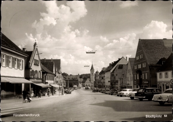 Postcard Fürstenfeldbruck in Upper Bavaria, town square