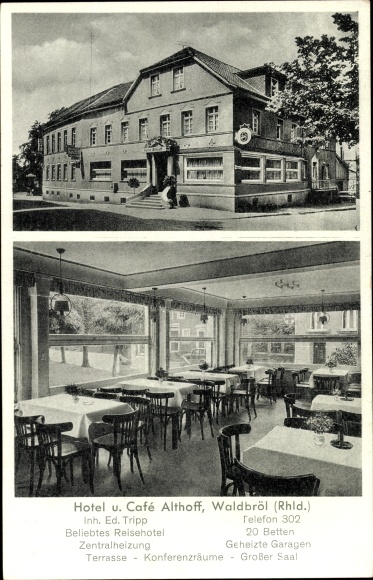 Postcard Waldbröl in the Oberberg district, Hotel and Café Althoff, interior view