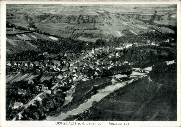 Postcard Dörzbach an der Jagst Württemberg, aerial photograph