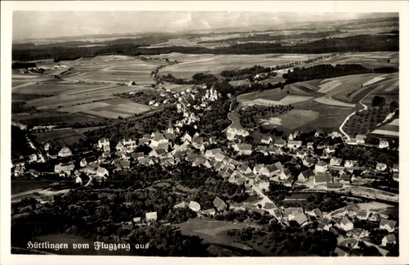 Postcard Hüttlingen in Württemberg, aerial photograph
