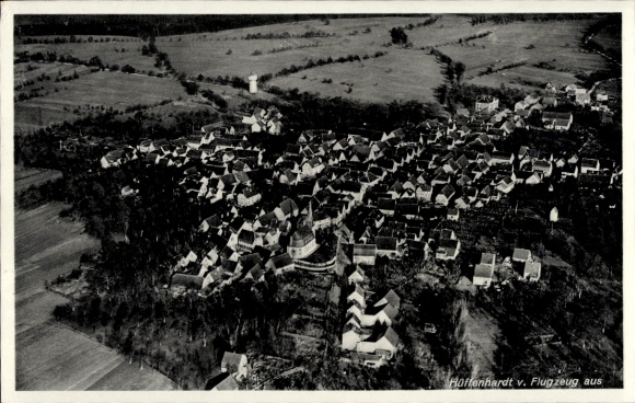 Postcard Hüffenhardt in Baden, aerial photograph