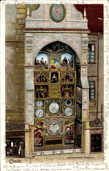Ak Olomouc Olmütz Stadt, Astronomische Kunstuhr