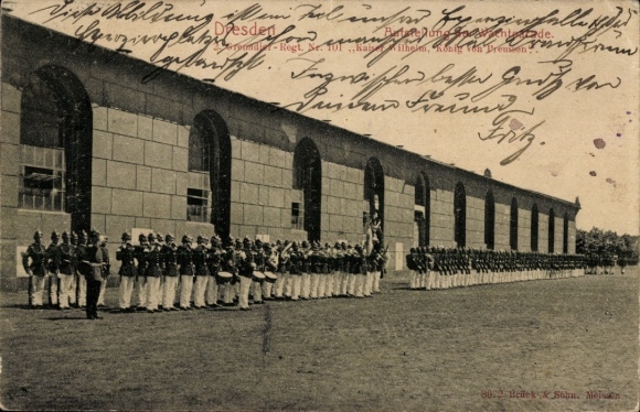 Postcard Dresden Neustadt, Barracks Grenadier Regiment 101 Kaiser Wilhelm, King of Prussia