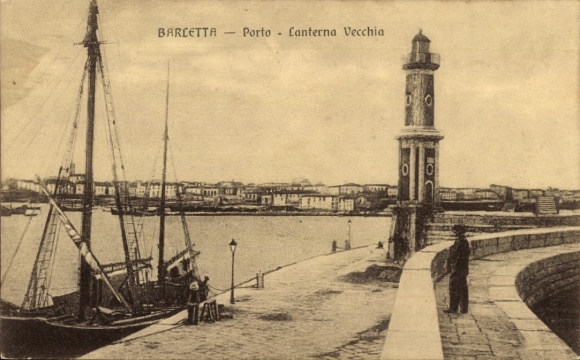 Postcard Barletta Puglia, Porto, Lanterna Vecchia, lighthouse