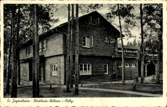 Postcard Ahlhorn Großenkneten, view of the Evangelical Youth Center Blockhaus
