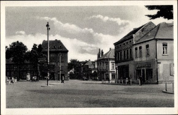 Postcard Wittenberge on the Elbe Prignitz, city view with buildings, street lamp, sky, no people