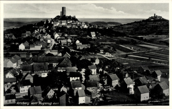 Postcard Vetzberg Biebertal in Hesse, aerial photograph