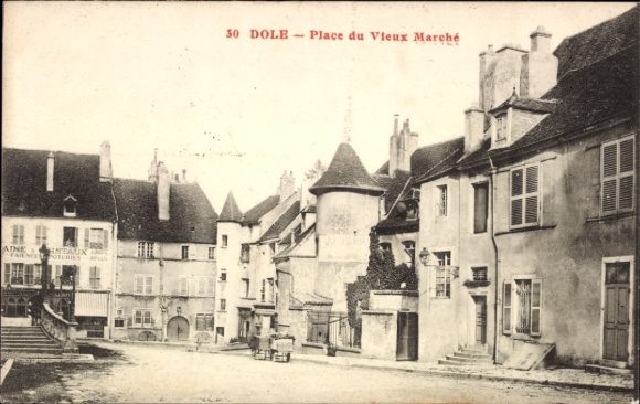 Postcard Dole Jura, Place du Vieux Marché, houses, architecture