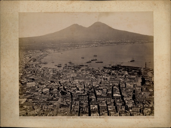 Photo around 1880, Napoli Naples Campania, Panorama preso da San Martino, View of the Bay of Naples