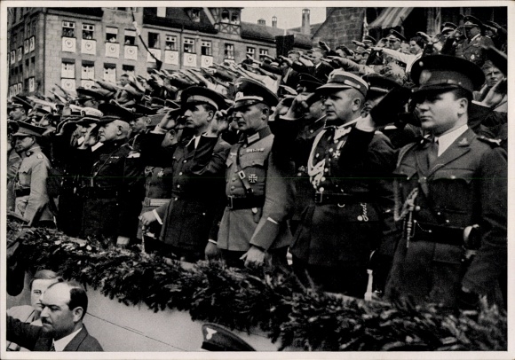 Collector's card Adolf Hitler No. 76, Nuremberg Party Rally, Foreign Military Attachés, Rommel