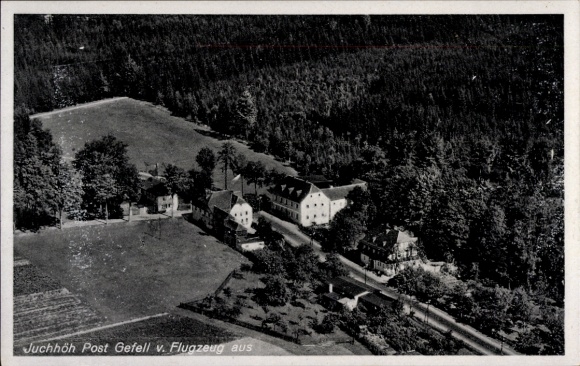 Postcard Juchhöh Tirpersdorf in the Vogtland, aerial photograph