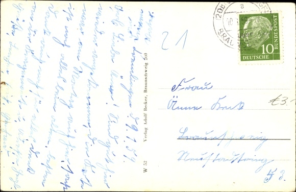 Postcard Cremlingen in Lower Saxony, memorial, church, Langemann commercial building, main street