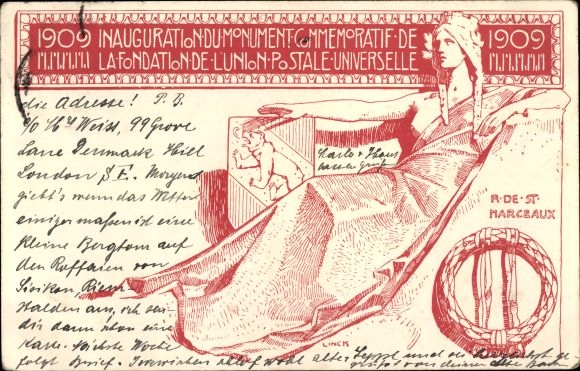 KP pocztowa Szwajcaria, Fondation de l'Union Postale Universelle, Inauguration du Monument 1909