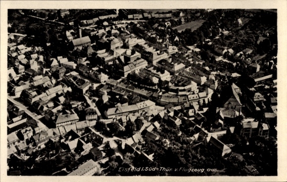 Postcard Eisfeld in Thuringia, aerial photograph