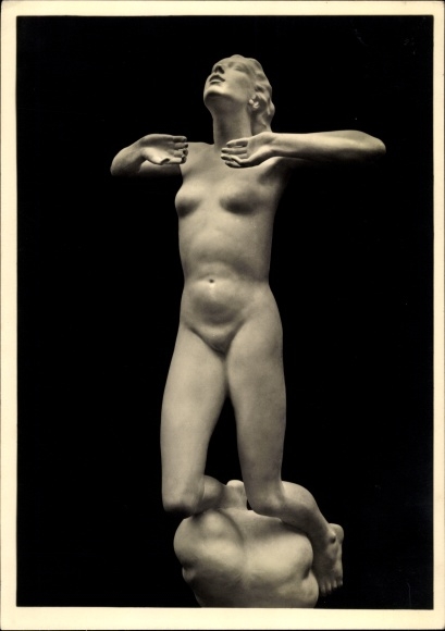 Postcard plastic by Josef Thorak, Hanneles Ascension, HDK 494, female nude