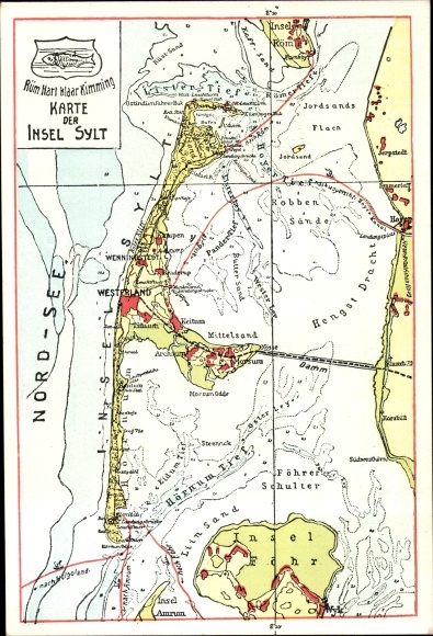 Maps PC Island of Sylt in North Friesland, Hengst Dracht, Island of Foehr, Hörnum Deep