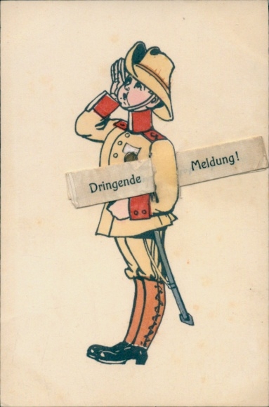 Ak Junge in Uniform, Dringende Meldung