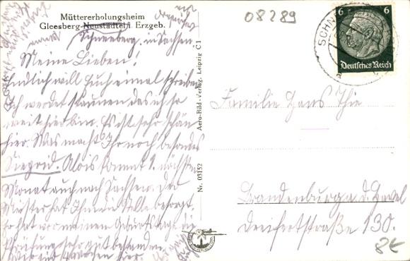 Postcard Schneeberg in the Ore Mountains, view of the mothers' convalescent home, Heimstätte Gleesberg