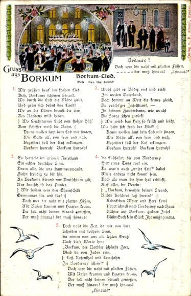 Judaika Song Postcard Borkum Song, Flat Feet, Anti Jewish