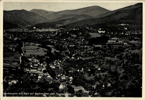 Postcard Badenweiler in the Black Forest, Niederweiler, aerial photograph