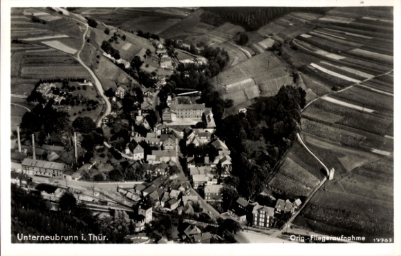 Postcard Unterneubrunn Schleusegrund Thuringia, aerial photograph