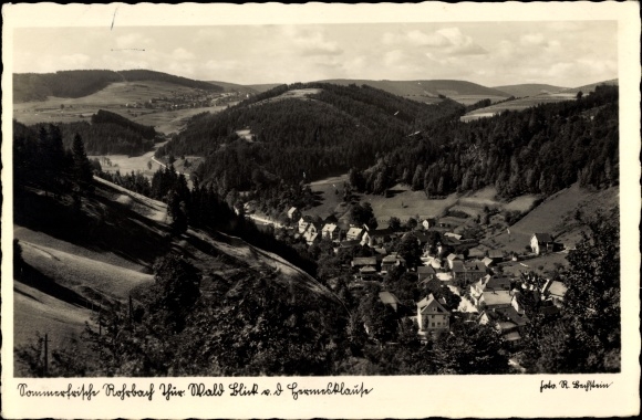 Postcard Rohrbach in Thuringia, view from the Grundklause