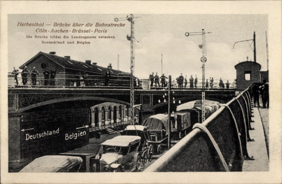 Postcard Herbesthal Lontzen Wallonia Liège, bridge over the railway line Cologne Aachen Brussels Paris