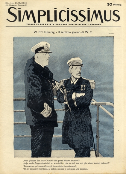Simplicissimus Issue May 21, 1940 caricature WC&#39;s rest day E. Thöny Verlag Hirth