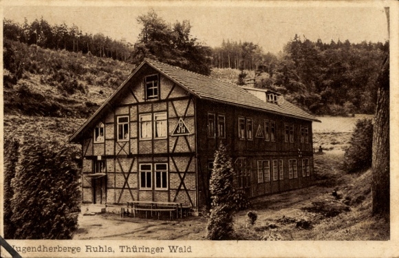 Ak Ruhla in Thüringen, Jugendherberge, Außenansicht