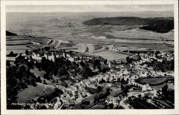 Postcard Harburg an der Wörnitz Swabia, aerial photograph