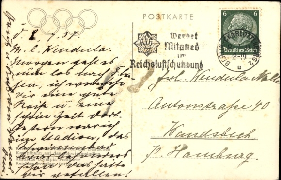 Postcard Berlin Charlottenburg Westend, Reichssportfeld, view from Deutsche Kampfbahn to swimming stadium