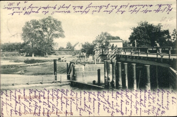 Ak Hamburg Nord Ohlsdorf, de sluis, brug en woongebouwen