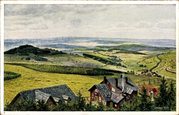 Artist Postcard Lindegreen, K., Schotten Vogelsbergkreis, view from Hoherodskopf