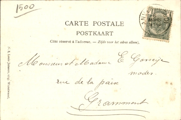 Postcard Wuustwezel Flanders Antwerp, De wagen wordt plaatst door twintig persons